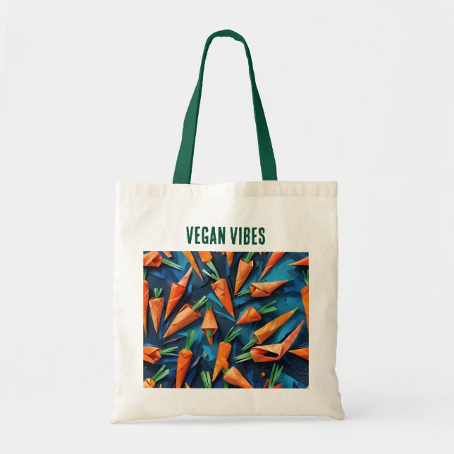 Origami Carrots Mönster - Vegan Vibes Tygkasse (Framsidan)