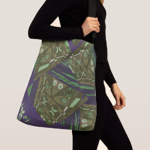 Origami Chintz (L) Dusty Grönt Olive Lila Axelväska