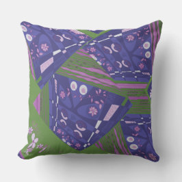 Origami Chintz (L) Dusty Rosa Lila Grönt Kudde