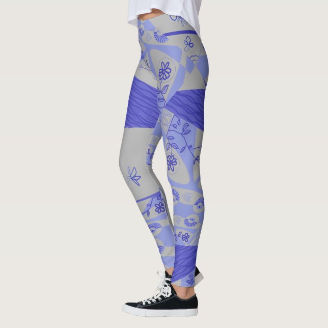 Origami Chintz (L) Indigo Grått Leggings (Vänster)