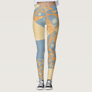 Origami Chintz (L) Mid Orange Gunmetal Grått Leggings