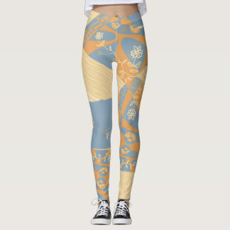 Origami Chintz (L) Mid Orange Gunmetal Grått Leggings