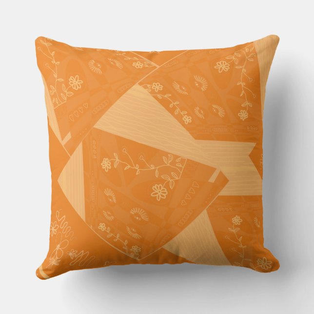 Origami Chintz (L) Orange Fizz Kudde (Baksida)