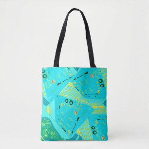 Origami Chintz (L) Turquise Gult Teal Tygkasse