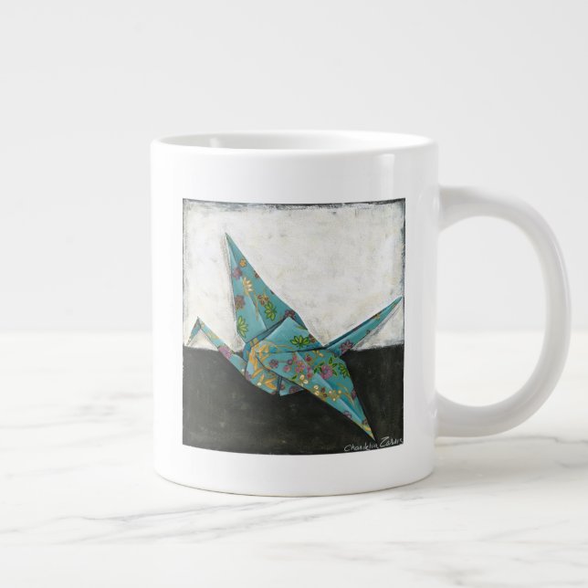 Origami Crane med Blommigt-design Jumbo Mugg (Höger)