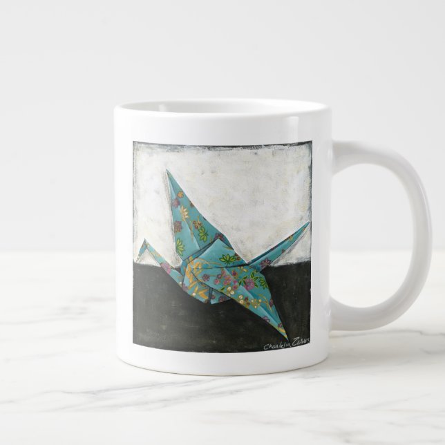 Origami Crane med Blommigt-design Jumbo Mugg (Höger)