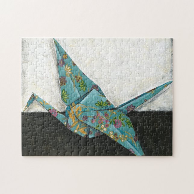 Origami Crane med Blommigt-design Pussel (Horisontell)