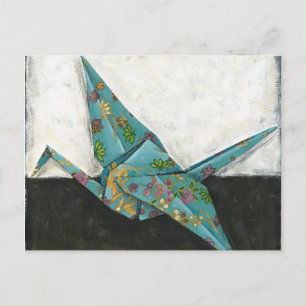 Origami Crane med Blommigt-design Vykort