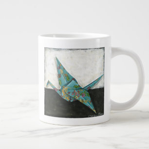 Origami Crane med Blommigt Jumbo Mugg
