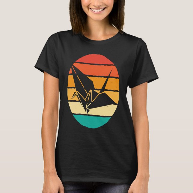 Origami Crane Retro Orizuru T Shirt (Framsida)