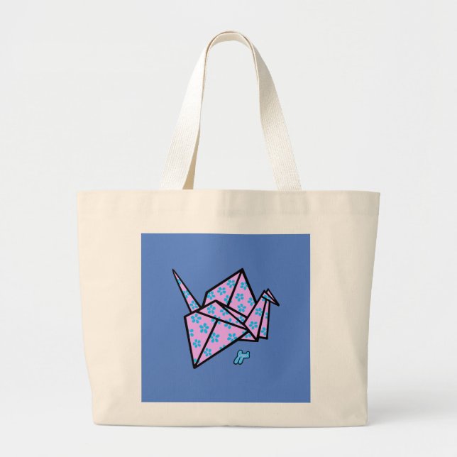 Origami Crane Tote Jumbo Tygkasse (Framsidan)