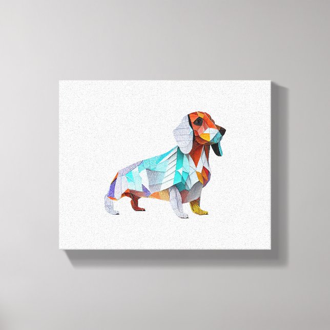 Origami Dachshund Canvastryck (Framsida)