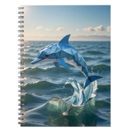 Origami-delfin hoppar ut ur havsspiralen anteckningsbok