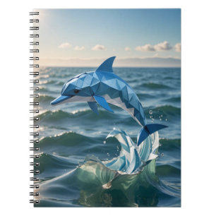 Origami-delfin hoppar ut ur havsspiralen anteckningsbok