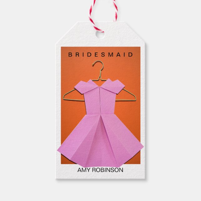 Origami designer bridesmaid-klänning presentetikett (Framsidan)