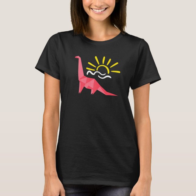 Origami Dinosaur Origami Papper huvudmapp T Shirt (Framsida)