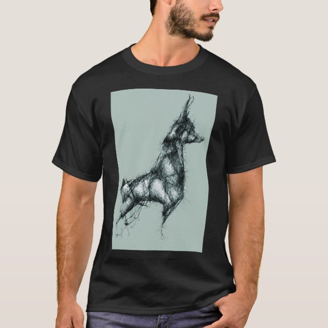 Origami Doberman Grönt 604 T Shirt (Framsida)