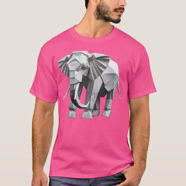 Origami Elephant Cute Japansk Tee Design Papper (Framsida)