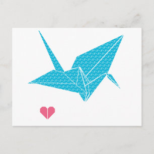 origami-fågel med hjärta vykort