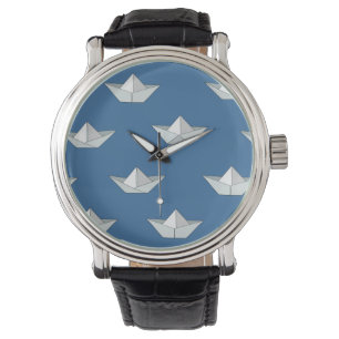Origami fartyg på vattenmönster armbandsur