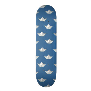 Origami fartyg på vattenmönster skateboard bräda 21,5 cm
