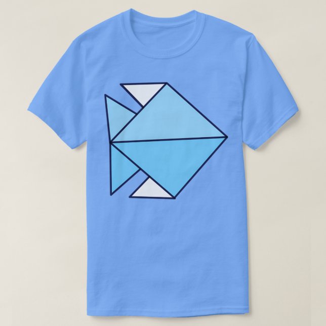 Origami Fish Färgad T Shirt (Design framsida)