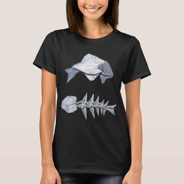 Origami fisk och fiskben t shirt (Framsida)