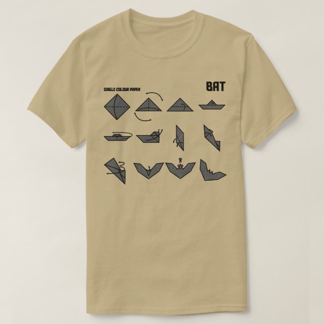 Origami Fladdermus Instruktion T Shirt (Design framsida)