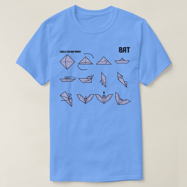 Origami Fladdermus instruktioner i Lilac T Shirt (Design framsida)