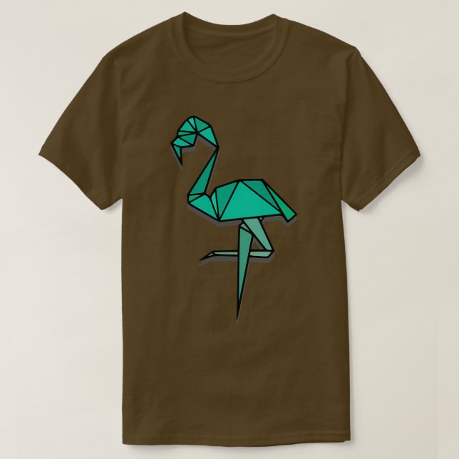Origami Flamingo Aqua Grönt T Shirt (Design framsida)