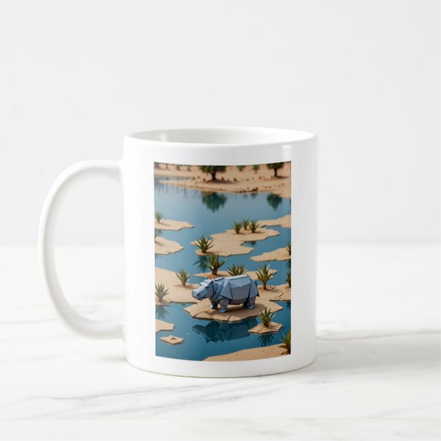 Origami flodhäst kaffemugg (Vänster)