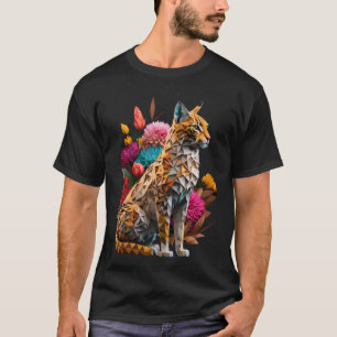 Origami Flowers Wildlife Bobcat Orange Bobcat T Shirt
