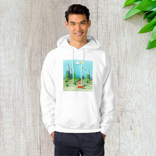 Origami Forest Scene med Fox Mountain och Birds Hoodie