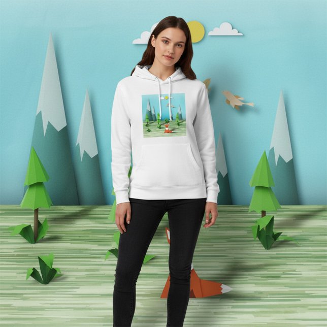 Origami Forest Scene med Fox Mountain och Birds T Shirt (Skapare uppladdad)