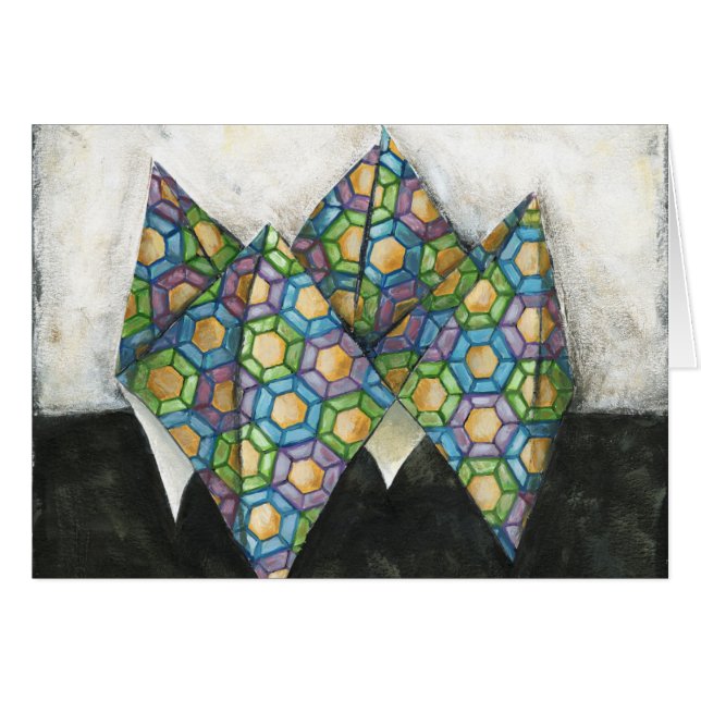 Origami Fortune Teller på geometrisk Papper Hälsningskort (Framsidan Horizontal)