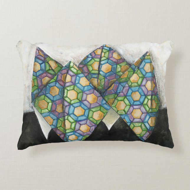 Origami Fortune Teller på geometrisk Papper Prydnadskudde (Framsidan)