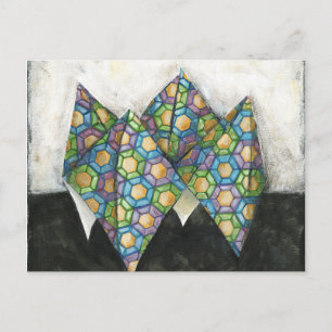 Origami Fortune Teller på geometrisk Papper Vykort