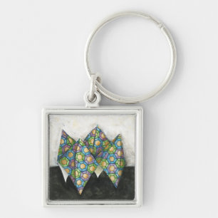 Origami Fortune Teller på geometrisk Papprare Fyrkantig Silverfärgad Nyckelring