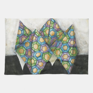 Origami Fortune Teller på geometrisk Papprare Kökshandduk