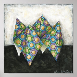 Origami Fortune Teller på geometrisk Papprare Poster