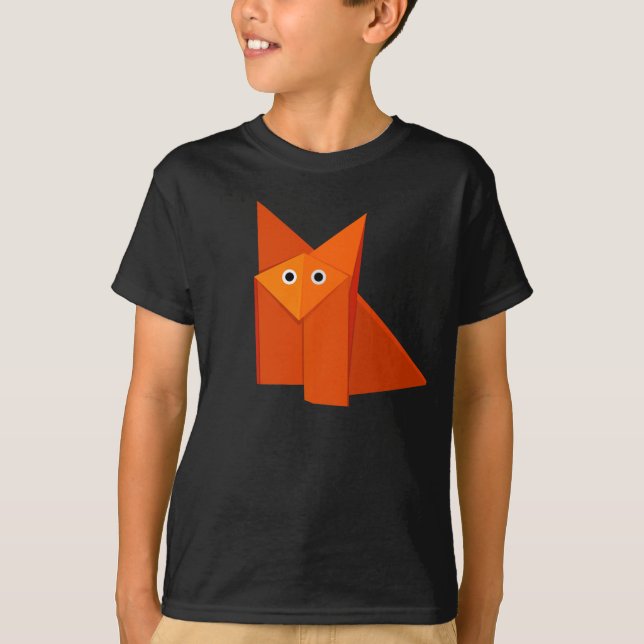 Origami Fox Cute Geometric Animal T Shirt (Framsida)