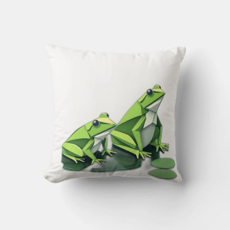 Origami Frogs i Geometric Stil Kudde