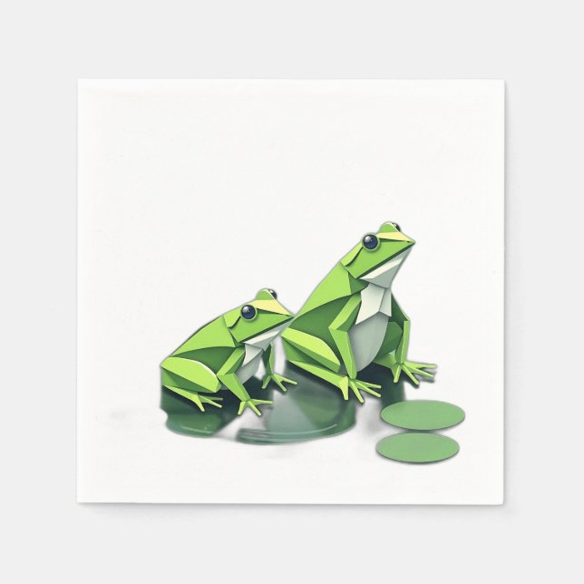 Origami Frogs i Geometric Stil Pappersservett (Framsidan)
