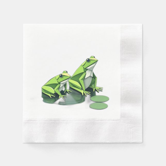 Origami Frogs i Geometric Stil Pappersservett (Framsidan)