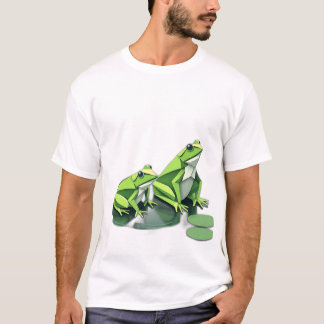 Origami Frogs i Geometric Stil T Shirt