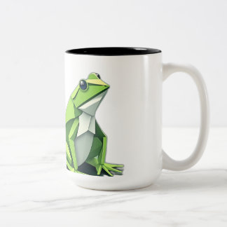 Origami Frogs i Geometric Stil Två-Tonad Mugg