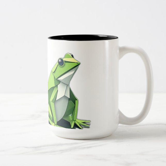 Origami Frogs i Geometric Stil Två-Tonad Mugg (Höger)
