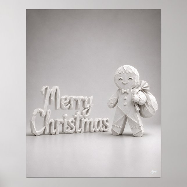 Origami Gingerbread God Jul Skylt (Framsidan)