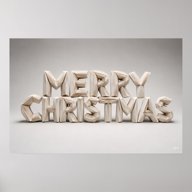 Origami God Jul Blockbokstäver Poster (Framsidan)