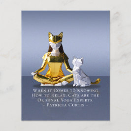 Origami Gold Foil Yoga Meditating Catwomen och Cat